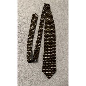 BRIONI Geometric Print Tie Hand Made Italy ‎ Yellow Black 100% Silk